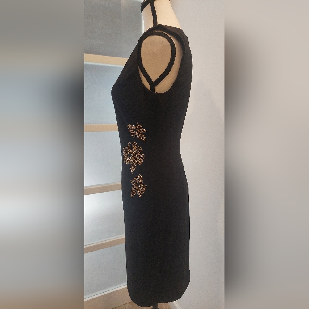 Guess Black Dress with Gold Floral Accents - Picture 6 of 10